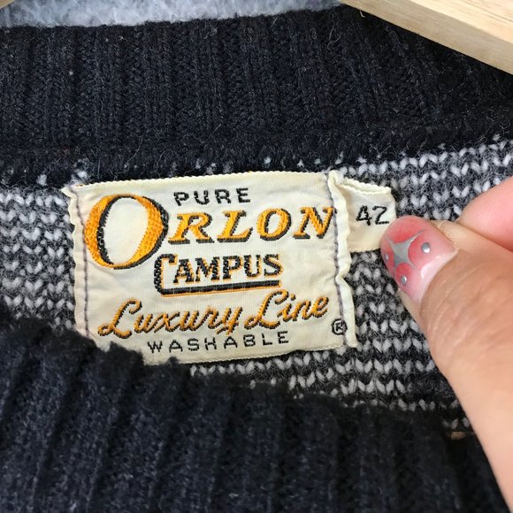 Vintage 60's Orlon By Campus Men's Knit Sweater Made In USA - Picture 3 of 7